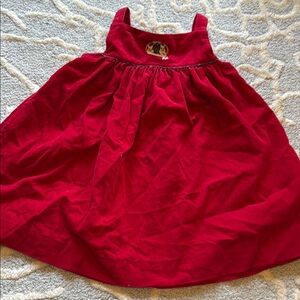Red Dress with Dog Embroidery Ralph Lauren 24m